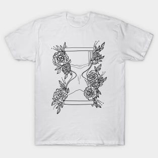 Hourglass and roses black T-Shirt